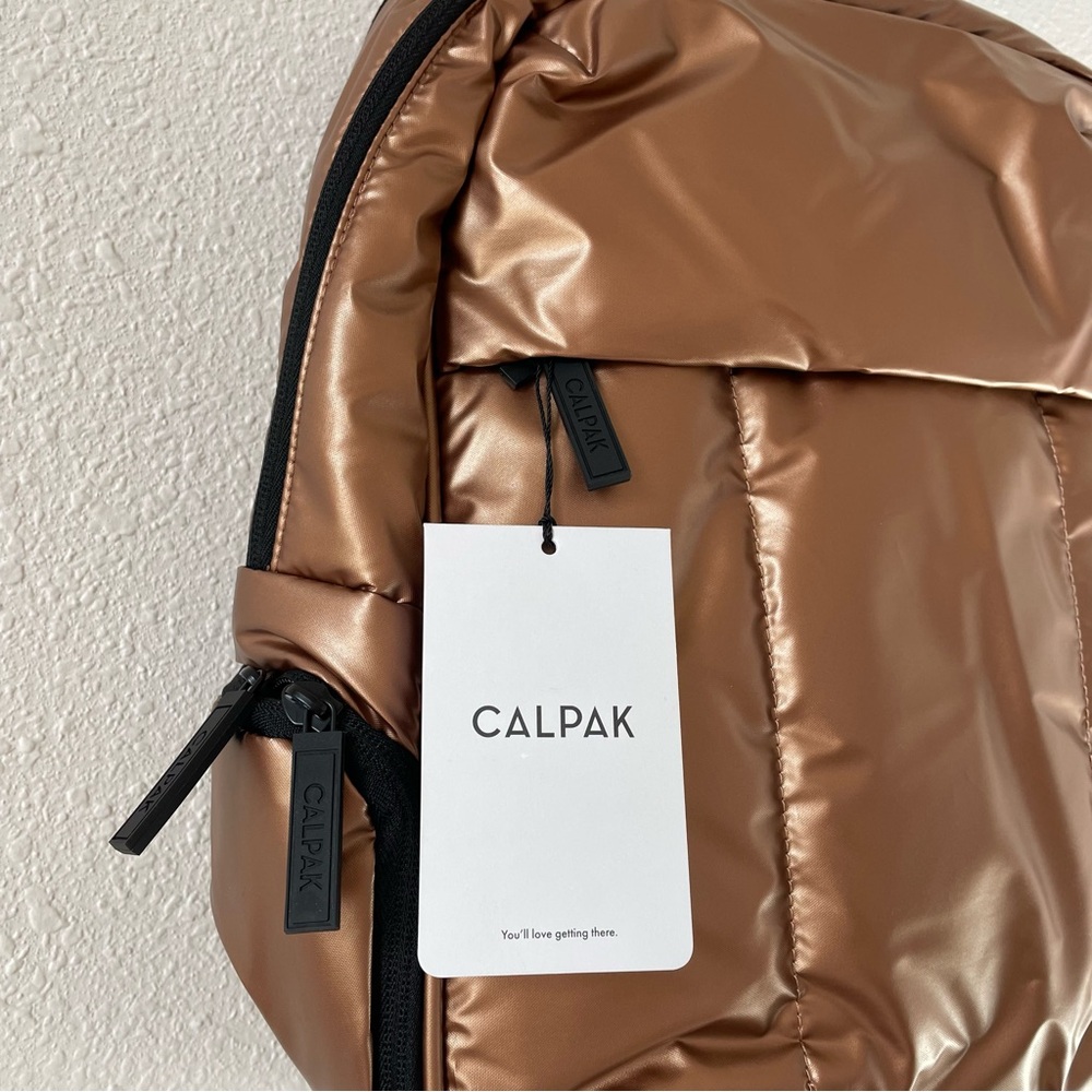 Calpak Luka 15 Inch Laptop Backpack in Copper Travel Work Office Metallic NEW - Picture 4 of 9